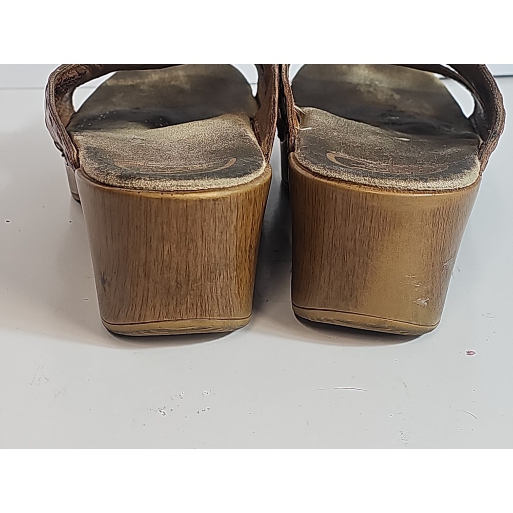 Dansko Womens Size 40/9.5 Slip On Clog Sandals Sunny Brown Leather Wedge Slides - Picture 7 of 12